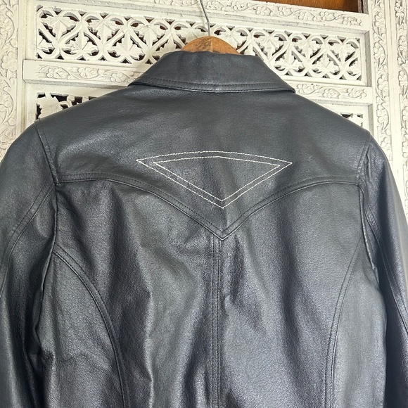 Hypo Active Genuine Leather Black Western Style Blazer Sz Medium - Picture 7 of 9
